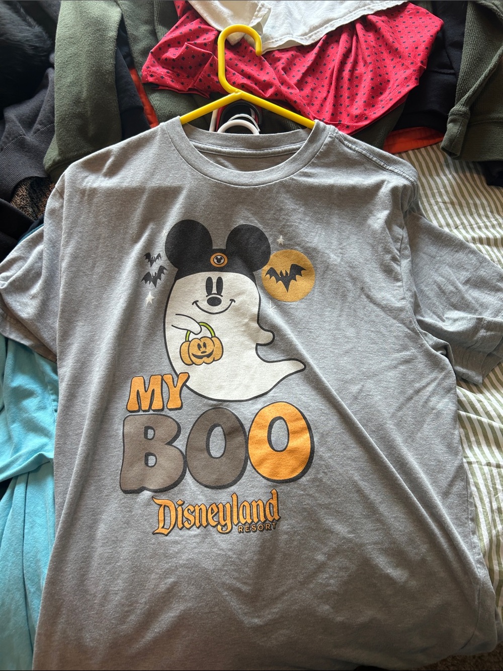 Disney Gray Tee with Orange Pumpkin Graphic